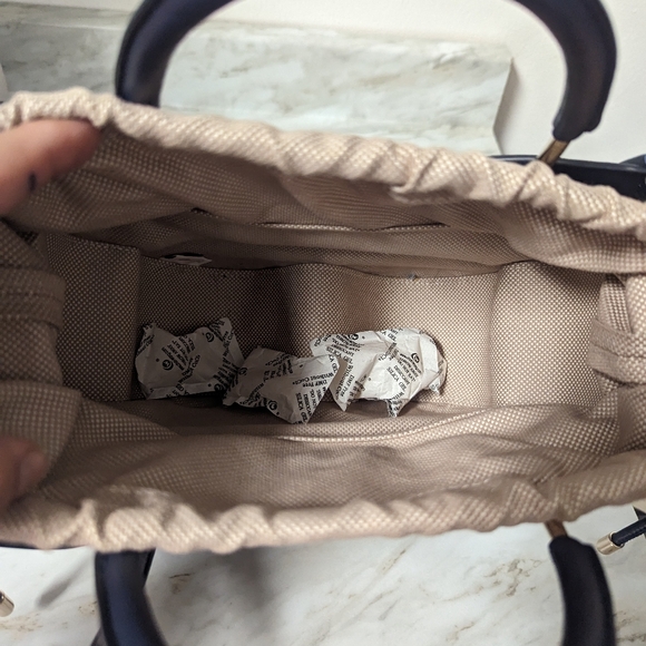 ♠️ Kate Spade Blue & White Wing it Polka Dot Wicker Butterfly Bag - Picture 11 of 12